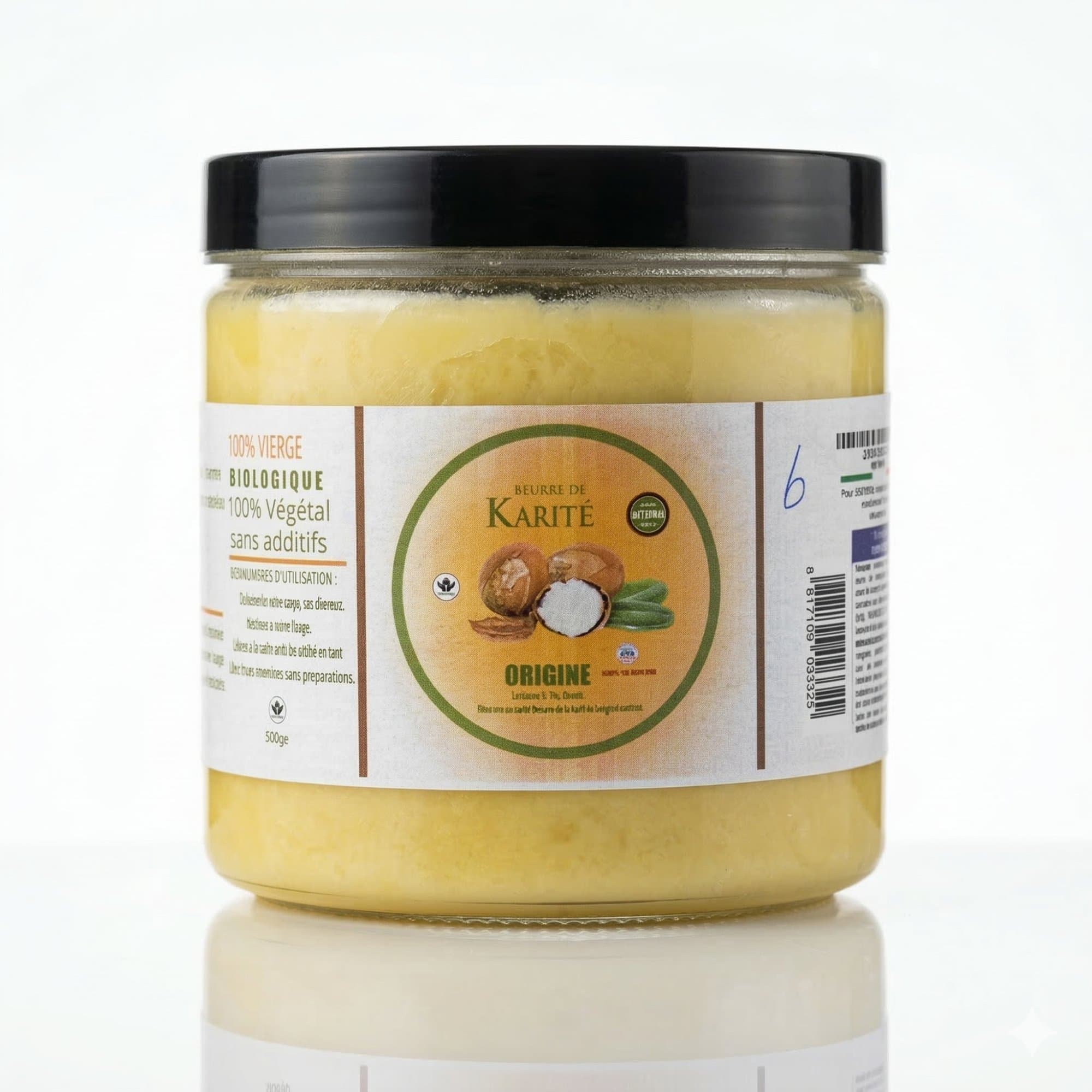 Pot de Beurre de Karité 1kg — couvercle noir